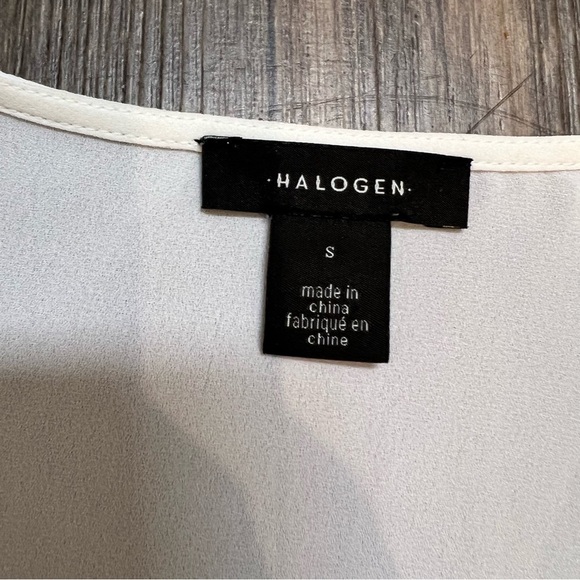 Halogen Women’s Cross Front Long Sleeve Low Cut Blouse White Ivory Cloud Size S - Picture 7 of 11